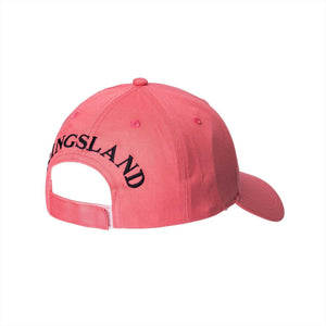 Rückseite der KLChabela Sommercap in Pink mit schwarzem Kingsland-Logo und verstellbarem Verschluss. Stylische Baumwoll-Cap für warme Tage.