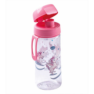 Waldhausen Trinkflasche Einhorn mit pinkem Deckel und Einhorn-Motiv, 0,5L, spülmaschinengeeignet. Perfekt für Kinder und unterwegs.