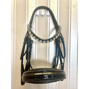 Otto Schumacher Kandare Venedig XS Lack Fineline silver shade, Stirnriemen Rivoli XL silver shading bei shop.reitsport-loew.de