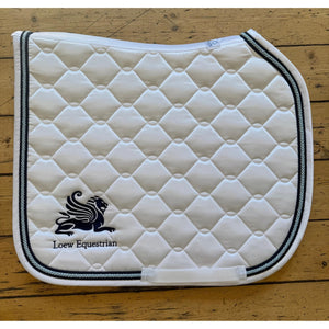 Schwarze Schabracke Logo Loew Equestrian Kordel navy-hellblau-navy #SALE