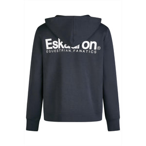 Rückansicht der Eskadron Herren Sweatjacke Classic Sports Fanatics FS25 in Dunkelblau mit großem Eskadron-Logo und Kapuze, sportlich und bequem.