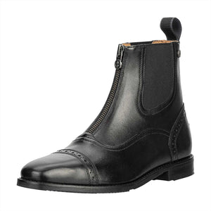 Suedwind Reitstiefeletten Florentina FZ in Schwarz aus Leder mit Frontzip und Brogue-Details, ideal für stilbewusste Reiterinnen.