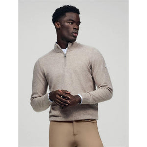 Tommy Hilfiger Equestrian Herren Kaschmir Pullover Oakfield in Beige mit halbem Reißverschluss, ideal für Reiter im Herbst und Winter 2026.