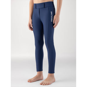 Equiline Kinderreitleggings Cunix Winterreitleggings Winter 2025 / 2026 in Dunkelblau mit Silikonbesatz vorne, ideal für junge Reiter im Winter.