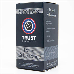 Latex Gebissbandage für Pferd - TRUST Sealtex in Originalverpackung, elastisch, wasserdicht und ideal zur Gebisspolsterung im Reitsport.