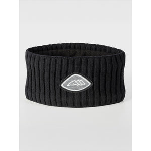 Equiline Stirnband Gasci in Schwarz mit Rippstrick-Design und gesticktem Logo-Patch, ideal für Reiterinnen im Winter 2026.