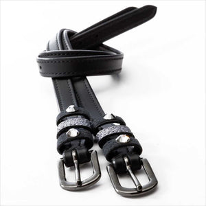 Kavalkade Sporenriemen Grau Leder mit Strass und Glitzer, langlebig und elegant für Reitsporen. Einheitsgröße 40,5 cm, ideal für Reiter.