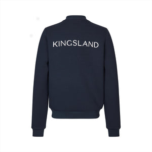 Rückansicht der Kingsland Junior Bomberjacke KLNoa F/S 25 SALE mit großem Kingsland-Schriftzug, perfekt für Kinderoberbekleidung im Reitsport.