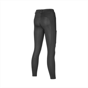 Rückansicht der schwarzen Kingsland KLKornelia Winterreithose Damen Full-Grip H-Shape. Rutschfest, atmungsaktiv und figurbetont für kalte Tage.