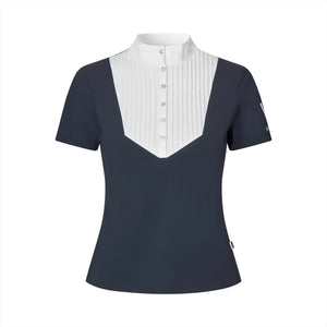 Kingsland Damen Turniershirt KLNala kaufen | Flexibel & stilvoll mit weißem Stehkragen und Falteneinsatz, ideal für Reitturniere im Sommer 2025.