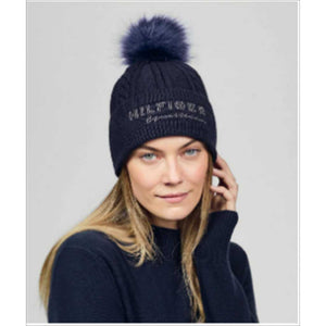 Dunkelblaue Tommy Hilfiger Equestrian Bommelmütze Perry mit flauschigem Bommel, ideal für Reiterinnen im Winter 2026.