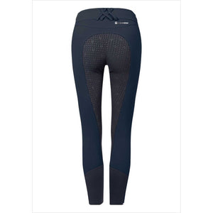 Rückansicht der Cavallo Reithose Caja Grip in Dunkelblau mit Silikon-Vollbesatz. Ergonomische Passform für sicheren Halt im Sattel.