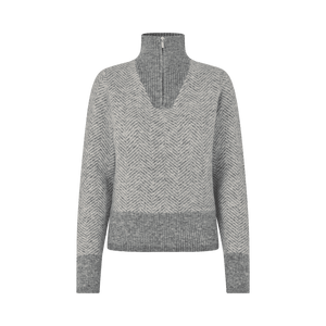 KLAudrey Strickpullover mit halbem Reißverschluss für Damen