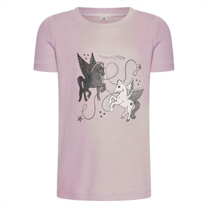 Imperial Riding Kinder T-Shirt in Rosa mit Pferde Grafik, kurze Ärmel und Rundhalsausschnitt – ideal für Reiter und Sommermode 2025.