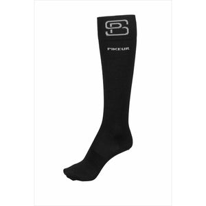 PIKEUR Reitsocken Mesh in Schwarz mit Pikeur-Schriftzug und breitem Bündchen. Hoher Baumwollanteil für optimalen Tragekomfort beim Reiten.