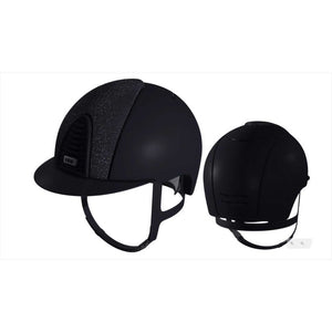 Kep Cromo 2.0 Reithelm - Textil Glitter in Schwarz mit funkelndem Glitzereinsatz, Vorder- und Rückansicht für maximale Sicherheit.