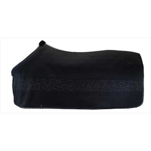 Equest Decke Alpha Fleece Regular 2.0 - Komfort | Qualität in Schwarz mit Glitzersteinen, atmungsaktive Abschwitzdecke für Pferde aus der Delight Collection.