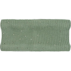 Grünes Strick-Stirnband Glitzer von Equipage mit dezentem Glanz. Komfortables Winter-Accessoire aus Viskose-Mix.