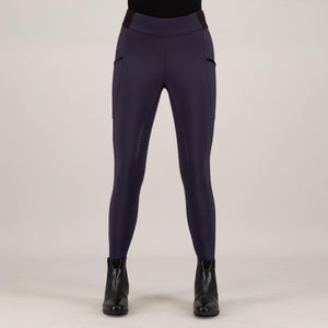 HV Polo Reitleggings Estrelle Full Grip Winter in Dunkellila mit Handytaschen und Silikonbesatz, ideal für Damen im Reitsport Winter 2026.