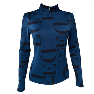Estrelle Air Breeze Shirt kaufen - UV-Schutz, atmungsaktiv in Blau mit modernem Logodesign. Damen-Langarmshirt aus Funktionsmaterial für Training & Stall.