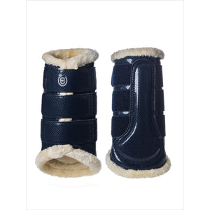 Equestrian Stockholm Gamaschen in Navy mit Teddy-Fleece und Klettverschluss, idealer Beinschutz für Pferde im 2er-Set aus Kunstleder.