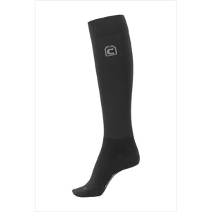 Cavallo Reitsocken CAVALSVEA in Schwarz mit grauem Logo und R/L Kennzeichnung. Atmungsaktive Reitsocken für Damen aus Polyamid-Baumwollmix.