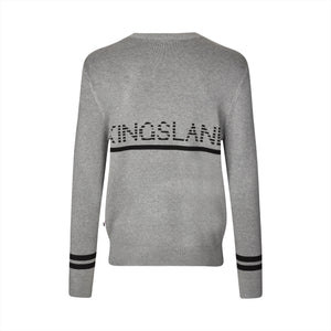 Rückansicht des Kingsland Herren Pullovers KLNolan mit schwarzem Kingsland-Schriftzug und sportlichem Design, ideal für Reiter im Sommer 2025.