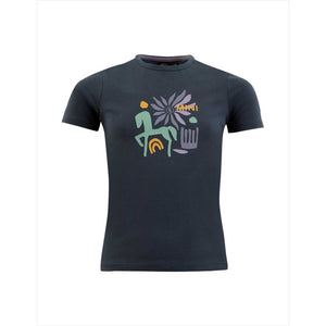 BR Mini Horse T-Shirt - Kinder Kurzarm Reiter T-Shirt in Dunkelblau mit kreativem Pferde-Print. Perfekt für junge Reitfans.