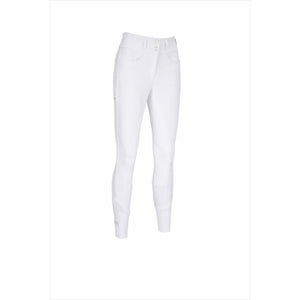 Pikeur Turnierreithose Laure - Vollbesatz in Weiß mit elastischem Faux-Lederbesatz vorne. Ideal für Sommer-Turniere dank atmungsaktivem Material.