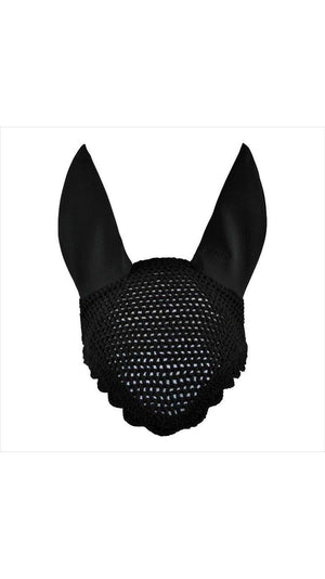 Schwarze Eskadron Fliegenmütze ohne Kordel aus der Basic Kollektion, idealer Schutz für Pferdeohren gegen Fliegen und andere Insekten.