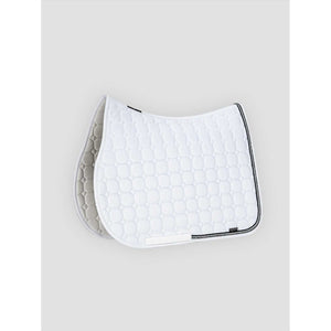 Equiline Schabracke Rio Strass in Weiß mit Strass-Rand, atmungsaktiv und anti-allergisch für Pferde. Ideal als Sattelunterlage im Reitsport.