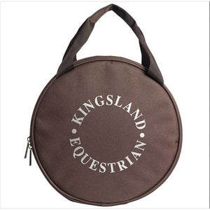 Kingsland Helmtasche KLsally in Braun mit Kingsland Equestrian Logo, runde Form und stabilem Tragegriff – stilvoller Helm Schutz für Reiter.