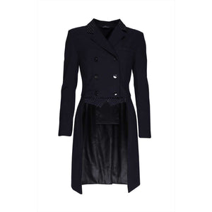 Kingsland Dressurfrack Softshell in Dunkelblau mit Strassdetails und klassischem Schnitt. Ideal für Turniere, elastisch und elegant.