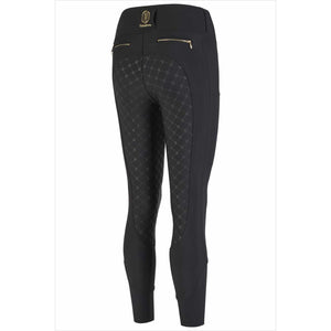 Rückansicht der Eskadron Heritage Leggins Pro Reithose mit Heritage-Grip-Vollbesatz und Reißverschlusstaschen, ideal für Damen im Reitsport.
