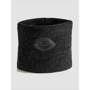 EQUILINE Rundschal - Fleece schwarz mit Strass-Logo, ideal für Damen im Reitsport. Weiches Mikrofleecefutter für Komfort im Winter 2024.