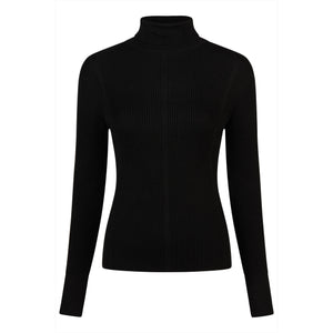 Pikeur Damen Rollkragenpullover Sports aus 100% Baumwolle in Schwarz, figurbetonter Schnitt, ideal für Herbst- und Wintermode 2026.
