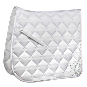 Equest Schabracke Macro Avenue - Delight Collection in Weiß mit Glitzersteinen, elegante Sattelunterlage für stilbewusste Reiterinnen.