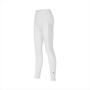 Kingsland Valerie Winter-Reitleggings für Kinder in Weiß mit Full Grip und elastischem Bund. Perfekt für winterliche Reitausflüge.
