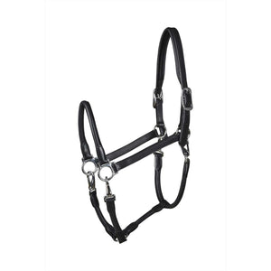 Catago Lederhalfter rundgenäht in Schwarz mit weich unterlegtem Genickstück und verstellbarem Nasen- und Kehlriemen. Hochwertiges Halfter für Pferde aus der Standardkollektion für optimalen Komfort im Reitsport.