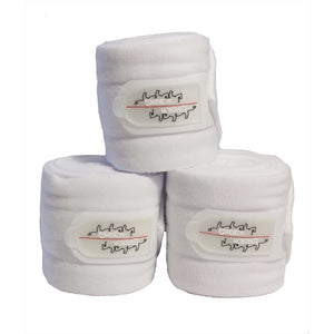 Eskadron Bandagen Fleece Pferde in weiß aus der Basic Collection. 4er Set für stilvollen und funktionalen Beinschutz im Reitsport.