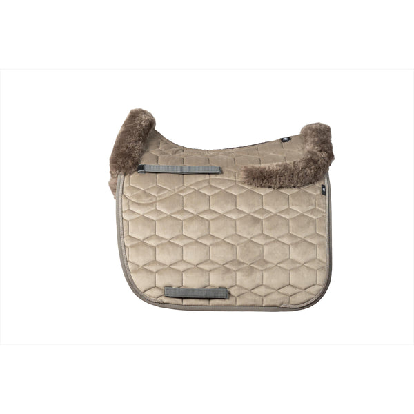 MATTES saddle pad dressage velvet taupe with lambskin 