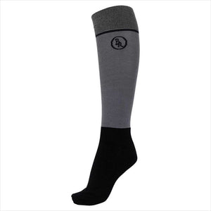 BR Reitsocken Fayenne in Grau und Schwarz für Damen. Nahtlose Kniestrümpfe mit verstärkten Bereichen für Komfort und Haltbarkeit im Reitsport.
