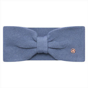 Euro-Star Stirnband Damen in Hellblau – gestricktes Stirnband mit dekorativer Schleife und Logo. Ideal für stilbewusste Reiterinnen im Winter.