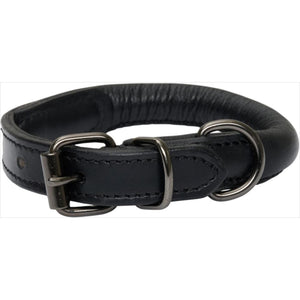 Catago Hundelederhalsband in Schwarz, 50cm Länge, aus weichem Leder mit stabiler Metallschnalle – stilvolles Hundezubehör für Alltag und Pflege.