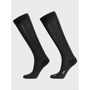 Equiline Reitsocken Galz Winter 2025 / 2026 in Schwarz, knielange Funktions-Kniestrümpfe für Damen mit sportlichem Design und Logo-Schriftzug.