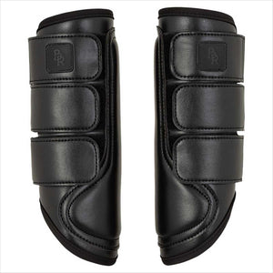 BR Gamaschen Neopren Schutz in Schwarz mit stoßdämpfendem Innenfutter und sicheren Klettverschlüssen. Optimal für Reitsport-Einsatz.
