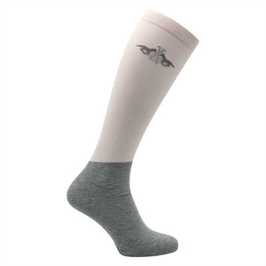 HV Polo Reitsocken Carley in Hellrosa mit grauem Fuß, elegante und bequeme Kniestrümpfe für Reitstiefel aus der HV Polo Standardkollektion.