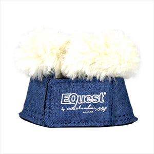 Equest Hufglocken Melange in Blau mit weichem Fellrand für optimalen Hufschutz. Anatomisch geformt für Komfort und Sicherheit beim Reiten.
