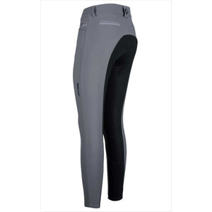 Detailansicht der euro-star Reithose Arista Fullgrip in Grau mit ergonomischem Schnitt und funktionalem Flex-Beinabschluss.