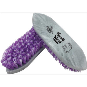 Haas Wurzelbürste - Flauschi mit 3cm langen lila Borsten zum Entwirren von Einhornhaar und Reinigen der Hufe, ideal für Pferdepflege.